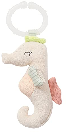 Fehn 054224 Mini-Seepferd mit Ring – Greifling mit Rassel und Befestigung – Für Babys und Kleinkinder ab 0+ Monaten – Größe: 18 cm