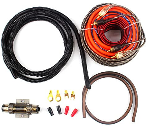 Kit de Cableado para Altavoces Profesional para Coche 6GA RCA hasta 600W Amplificador y Subwoofer
