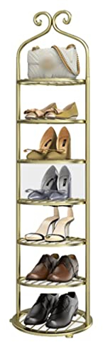 LTCTL Schuhaufbewahrungsorganisator Schuhgestell 7 Stufe Schmale Schuhregale for Schränke, Goldene Schmiedeeiserne Senkrechte Schuhregal Mit Stabilem Basis-stapelbarem (Color : Gold)