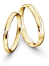 JC Trauringe Gold 333 Paarpreis Poliert I Traumhafte Eheringe I Einzigartige Partnerringe Gelbgold mit Gravur in edler Schatulle I 2 Hochzeitsringe Herrenring & Damenring mit Stein I ICT07