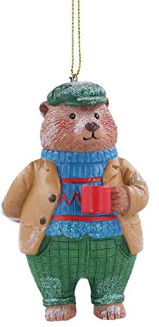 Gisela Graham Resin Daddy Bear with Mug Christmas Tree Decoration