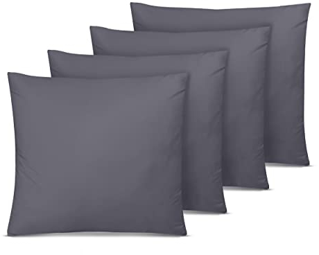 Utopia Bedding - Kissenbezug 50x50 4er Set - Kopfkissenbezug 50 x 50 aus 100% gebürsteter Mikrofaser mit Umschlagverschluss - Falten-, verblassen- und schmutzabweisende Kissenbezüge 50x50 - Grau
