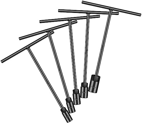 pgroup T - Handle Metric Socket Wrench Set 6- Point (15mm,16mm,17mm, 18mm,19mm) Cr-V Steel Lug Wrench Hex Socket for Motorcycle Car Bicycle Repair (5 Pack)