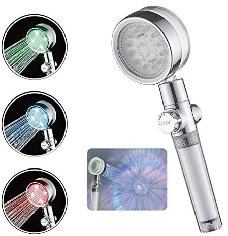 SOFFIONE DOCCIA LED COLORATO DOCCINO BAGNO DOCCETTA LUMINOSO BRACCIO MULTICOLOR