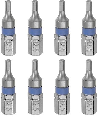 sourcing map 8pcs H2.5 Hex Screwdriver Bit 2.5mm 1/4 Hex Shank 1 Length S2 Steel Magnetic Power Drill Bits
