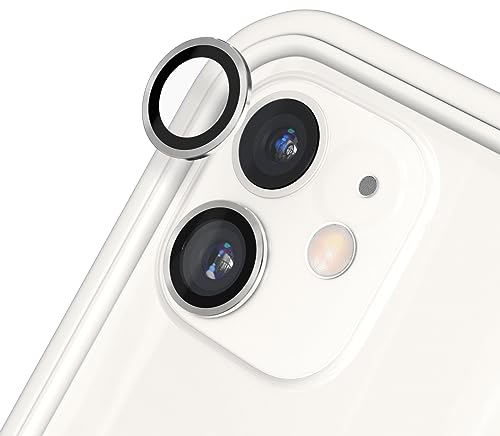 RhinoShield【2er Pack Schutz für Smartphone-Kamera kompatibel mit [iPhone 11/12 Mini / 12 ] | Fingerabdruck- und kratzresistentes Schutzglas mit Aluminium Ring für hohe optische Klarheit - Silber