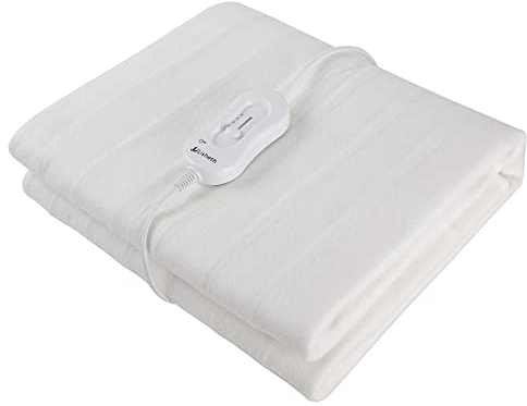 L Lisheth Heated Underblanket King 165 * 137cm with 3 Heating levels & UKCA Certification & Overheating Protection, 100% Polyester Electric Blanket with Strap Design, Machine Washable, White