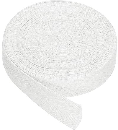 PATIKIL Baumwollband Baumwolle Gurtband 20mm x 9m, Schrägband Baumwoll Nahtband Köperband Saumband Einfassband Stoffband Webband zum Nähen für DIY Basteln Stricken Verpackungen, Weiß