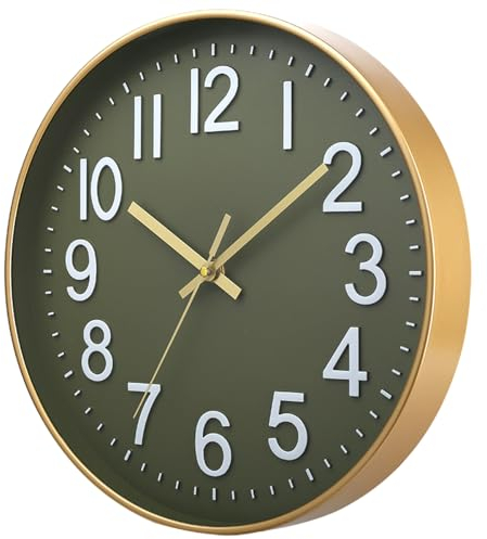 Esteopt Wanduhr, 30,5 cm, geräuschlos, Nicht tickend, Moderne Wanduhren, batteriebetrieben, für Büro, Zuhause, Bad, Küche, Schlafzimmer, Schule, Wohnzimmer (Clock Champagnegold)