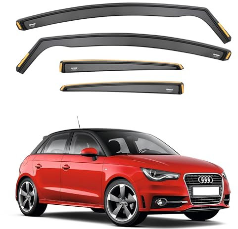 iSpeed Premium Wind Deflectors for AUDI A1 / S1 5-door Hatchback 2012-2017 4-pc - Keep Your Car Ventilated in Rain - Reduce Wind Turbulence - Tinted, In-Channel Type