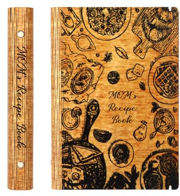 Personalisiertes Koch-Notizbuch aus Holz mit individuellem Namen, Blanko, Rezeptbuch, Binder