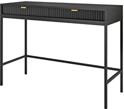 BETTSO - Nova T-104 - Konsolen - Schminktisch - Beistelltisch - Kommode - Deko Wohnzimmer - Wohnzimmertisch - mit 2 Schubladen - Geriffelt, Schmal - Glamour - Schwarz - mit schwarzen Griffen