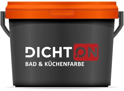 DICHTON Bad & Küchenfarbe 10l weiß mattglanz - Wandfarbe, Feuchtraumfarbe abwaschbar - Innenfarbe für Bad, Küche, Keller, Garage - hochdeckend, schimmelwidrig, desinfektionsmittelbeständig D.42W