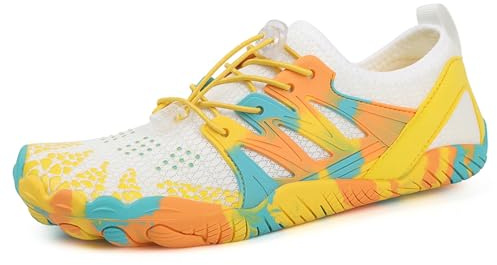 AONEGOLD Water Shoes - Mens & Womens Barefoot Aqua Shoes, Quick Dry, Yoga, Lightweight, Breathable, Snorkeling, Surfing, Beach, Fitness (Yellow, Size 6.5)