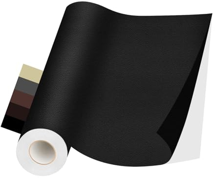 Kunstleder Selbstklebend, Kunstleder Reparaturset, Leder Reparatur Patch, Leder Selbstklebend für Sofas, Autositze, Handtaschen, Jacken, Leder Renovierung (Schwarz, 40×200CM)