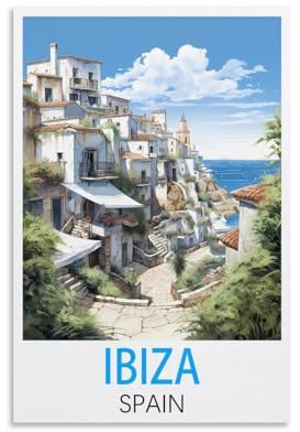 Ibiza Spanien Vintage-Reiseposter, 20 x 30 cm, Leinwandkunst, Poster und Wandkunst, Bilddruck, moderne Familienschlafzimmer-Dekoration