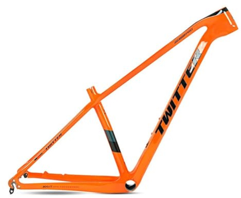 Carbon Mountainbike-Rahmen 27.5er 29er Hardtail MTB-Rahmen 15''/17''/19'' Leichtbau Scheibenbremse Rahmen QR 135MM Interne Verlegung (Color : Orange, Size : 17'')