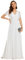 Ever-Pretty Robe pour Mariage Invité Longue Femme Col V Mousseline A Line Manches Courtes Plissé Chic Blanc 44