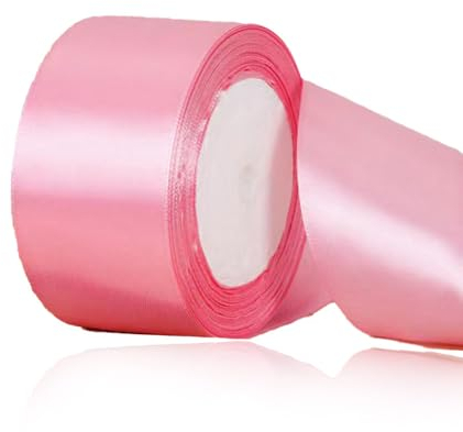Geschenkband Rosa 50 mm Breit,23 Meter Satinbänder Rosa Stoff Schleifenband Kunsthandwerk, Kränze, Hochzeitsdekoration, Weihnachten, Haarbögen, Blumensträuße, Geburtstag und Geschenkverpackung
