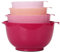 BoxedHome Rührschüssel Set Mixing Bowl Set Kunststoff Salatschüssel rutschfest stapelbar Servierschalen für Küche 4-teiliges Rührschüssel-Set Farbverlauf Rosarot Wiederverwendbare Rührschüssel