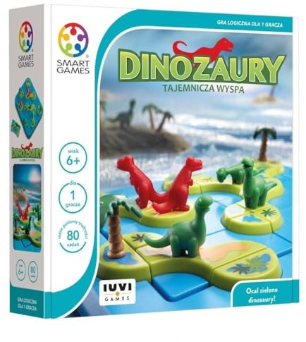 Smart Games - Spiel für 1 Spieler, Einzelspielerspiel - Dinosaurs Mysterious Island - 80 Aufgaben - für Kinder ab 6 Jahren | Reisespiel