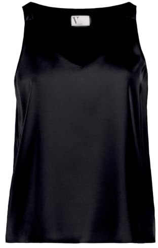 Vera Mont Damen Satin-Bluse mit V-Ausschnitt Schwarz,40