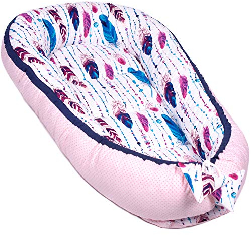 PaLulli Kuschelnest 2-seitig Babynest Babynestchen Baby Nest Nestchen Reisebett Wickelauflage Kuschelbett, Kokon Kokon für Babybett - Babys und Säuglinge, 100% Baumwolle Oeko TEX (Hawaii)