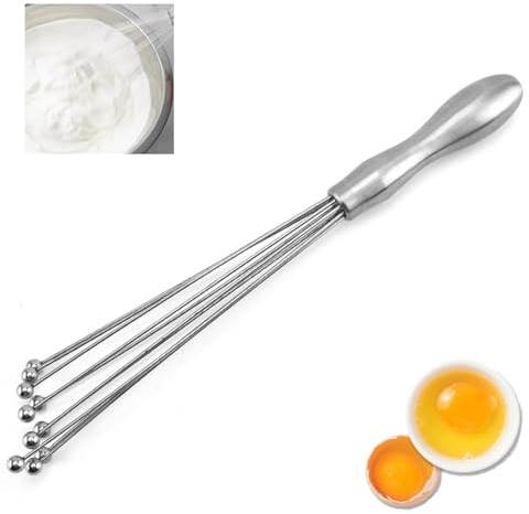 KENNOE Schneebesen Edelstahl 10Kugeln, Profi Plus Quirl 26cm, Cromargan Edelstahl teilmattiert, Rührbesen,zum Schlagen von Eiern, Marmelade, Butter und Mehl