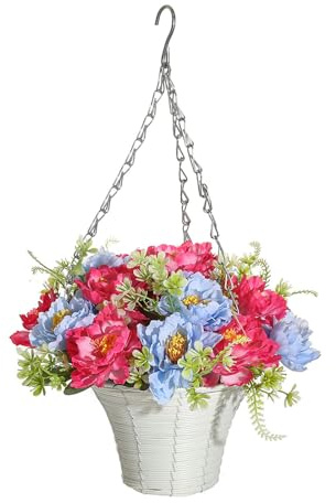 Künstliche Hängeblume im Korb für den Frühling, künstliche Hängeblumen, Pflanzkörbe, für den Außenbereich, Veranda, Dekorationen