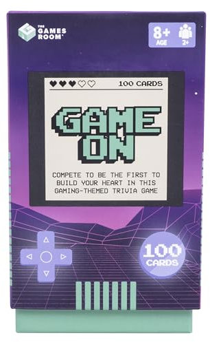 Game On! - Der ultimative Test für Gaming-Gurus.Stellen Sie Ihr Wissen mit diesem Kartenspiel auf die Probe, bauen Sie Ihr Herz auf und werden Sie zum Champion.8+ / 2+ Spieler.Trivia Games Reisespiele