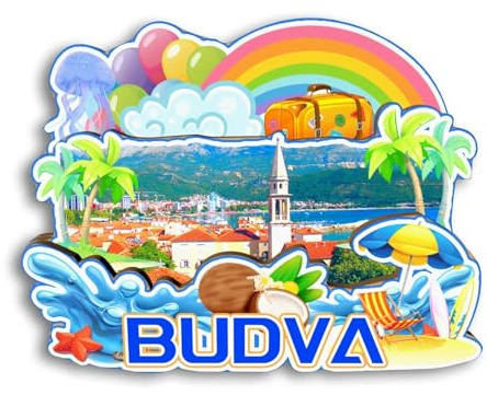 Quwsne Kühlschrankmagnet Budva Montenegro Kühlschrankmagnet Stadt Reise Souvenirs Touristengeschenke 3D klassische Sehenswürdigkeiten handgefertigt Handwerk Heimdekoration 2390