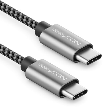 deleyCON 2m USB C Kabel PD3.0 (60W Schnellladekabel) USB-C auf USB-C Ladekabel für iPhone 17 16 15 Pro Max Air Galaxy S25 S24 S23 Pixel iPad Pro MacBook Air Tablets Switch PS5