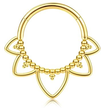 BodyBonita 16G Septum Piercing Klicker - 316L Edelstahl Nasenring für Frauen Nasenpiercing Dangle Ohrringe Hoop Knorpel Conch Piercing Schmuck Tragus Daith Helix Gold 10 mm Springs Revival
