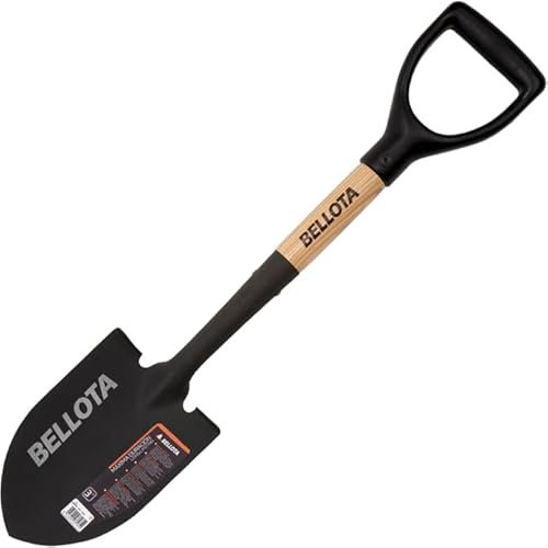 Crisalide® -Pala ergonómica con mango de madera y acero-Negro-Multiusos con mango de anillo - Ideal para camping, jardín y nieve - Tamaño 150 x 680 mm