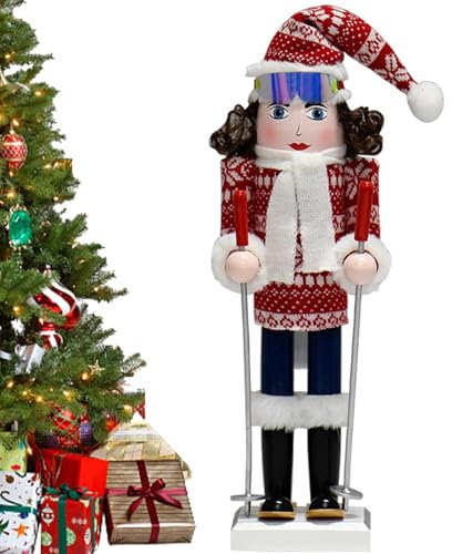 Adornos De Cascanueces,Adornos De Navidad Cascanueces,Gorro de Papá Noel de 15 pulgadas, figuras navideñas de madera, soldado, Cascanueces | Muñeco soldado Cascanueces navideño para decoraciones para