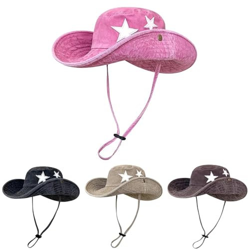 Chapeau de Soleil de Plage, Casquette de Cowboy, Chapeau de Pêcheur pour Homme et Femme, Deux Façons de Le Porter, Chapeau de Pêche avec Mentonnière (FR/ES, Alpha/Lettres, M, Rose)
