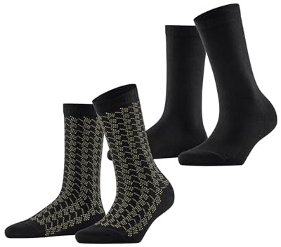 ESPRIT Damen Pepita Pattern 2-Pack Socken Baumwolle atmungsaktiv