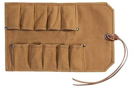 Tool Roll Heavy Duty Small Tool Bag Tool Pouches Waxed Canvas for Chisels Hammer Camping Pocket Gouges Tool Storage Bag