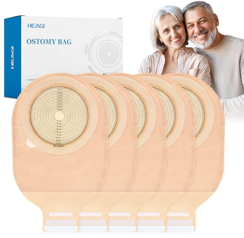 Heagimed 20 Stück Kolostomiebeutel, Stomaversorgung – 105 Mm Große Stomabeutel Für Große Stomata Und Doppeltstomata, Einteilige Auslassbare Stomabeutel Für Die Ileostomie-Stomapflege