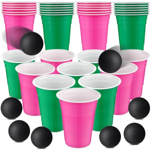 Soulchen 30 Pcs Cup Table Tennis Game Set 22 Cups 15 oz and 8 Black Balls