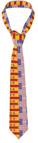 Conjunto De Corbata Bandera De España Americana Hombres Classic Tie Clásico Corbatas Estrechas Para Regalo De Hombre, Boda, Trabajo