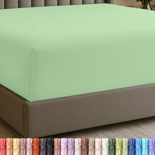 Utopia Bedding Queen Spannbettlaken, extratiefe Tasche, bis 53 cm, Salbei