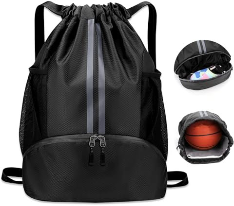 PRZRAO Sacca Sportiva Palestra con Coulisse, Zaino Palestra Impermeabile, Zaino Sportivo con Portascarpe e Scomparto Bagnato per Sport, Spiaggia, Viaggio, Nuoto