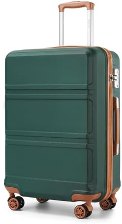 KONO Handgepäck Koffer Trolleys Leicht Hartschalenkoffer Reisekoffer mit 4 Rollen und TSA Schloss, 52x38x21cm, 36Liter, Zwillingsrollen Rollkoffer, ABS+PC Hartschale (Dunkelgrün/Braun, M)