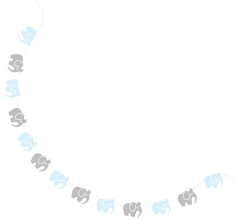 ERINGOGO 2 Stück Elefanten Partybanner zum Aufhängen Papier Girlande Blau und Grau Babygeburtstagsdeko für Drinnen und Draußen