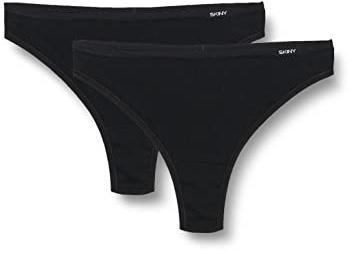 Skiny Damen 2er Pack Cotton Advantage 082652 String, Schwarz, 36 EU