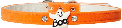 Mirage Ghost Charm Collar, 16-inch, Orange/Velvet