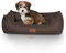 Knuffelwuff Hundebett Dreamline aus Velours M-L 85 x 63cm Braun - abnehmbarer Bezug - leicht zu reinigen - für große, mittelgroße und kleine Hunde
