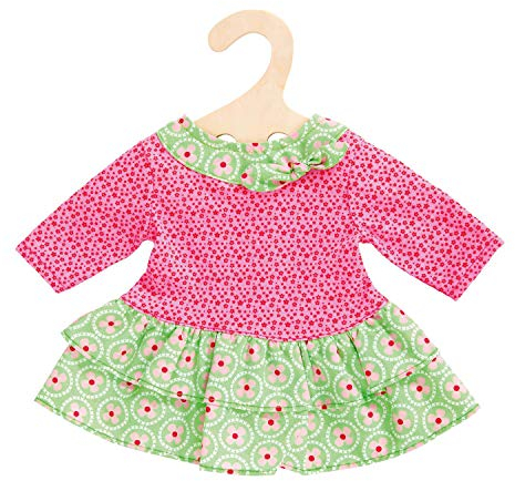 Heless 1624 - Kleid für Puppen im Design Blumi mit einem Farbmix aus Pink und Grün, Größe 28 - 35 cm
