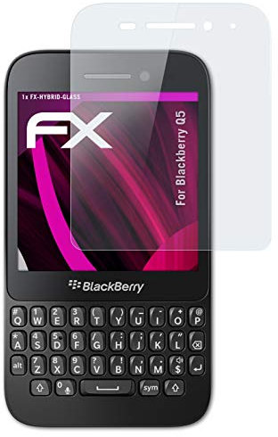 atFoliX Glasfolie kompatibel mit Blackberry Q5 Panzerfolie, 9H Hybrid-Glass FX Schutzpanzer Folie
